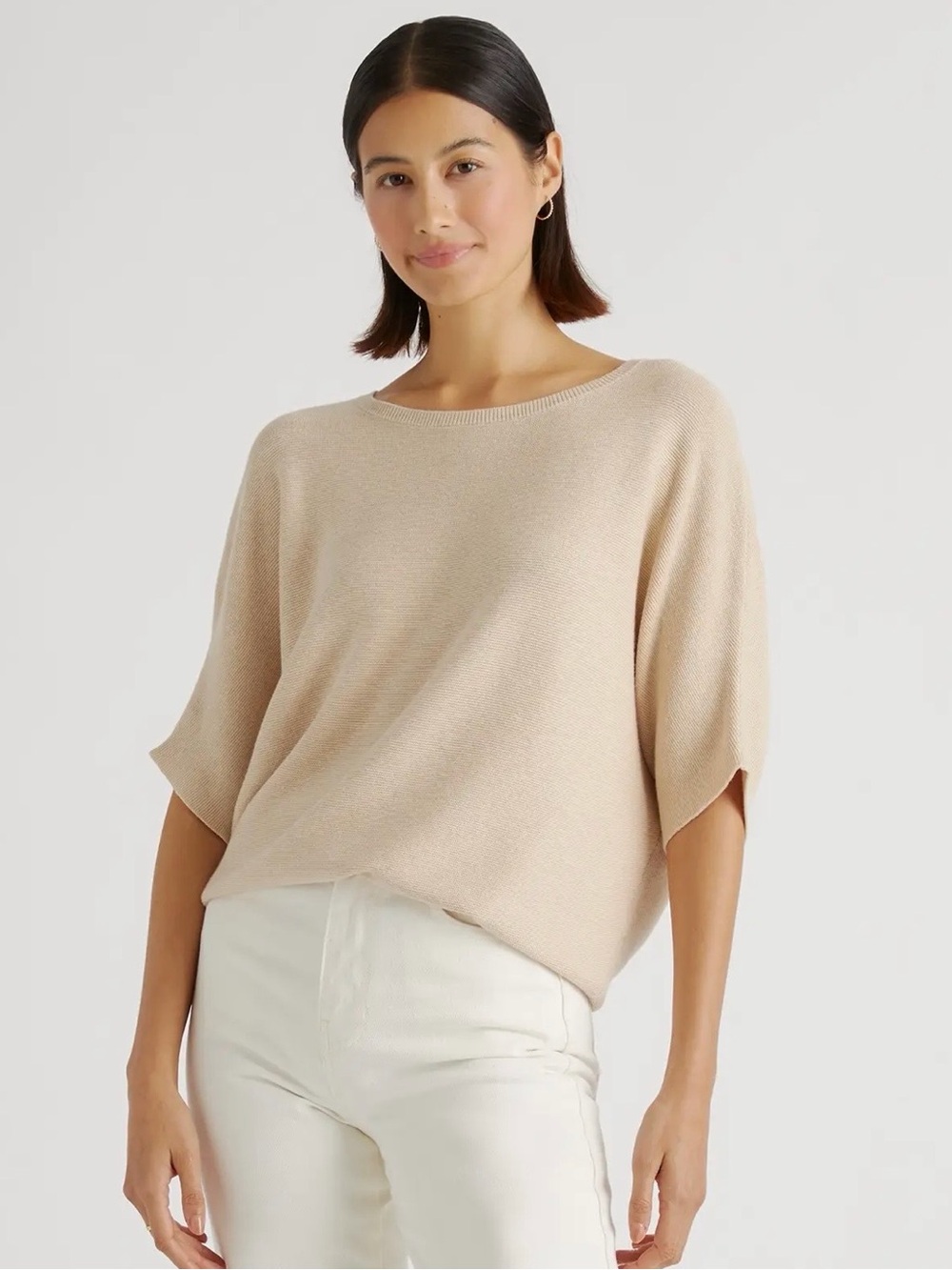 Quince Lightweight Cotton Cashmere Link-Stitch Dolman Sweater - Wmn’s XS